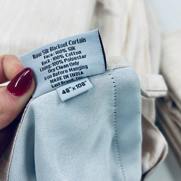 NWT QUINCE Set Of 2 48x108 Raw Silk Room Darkening Curtains Sand 4391 - Picture 7 of 8